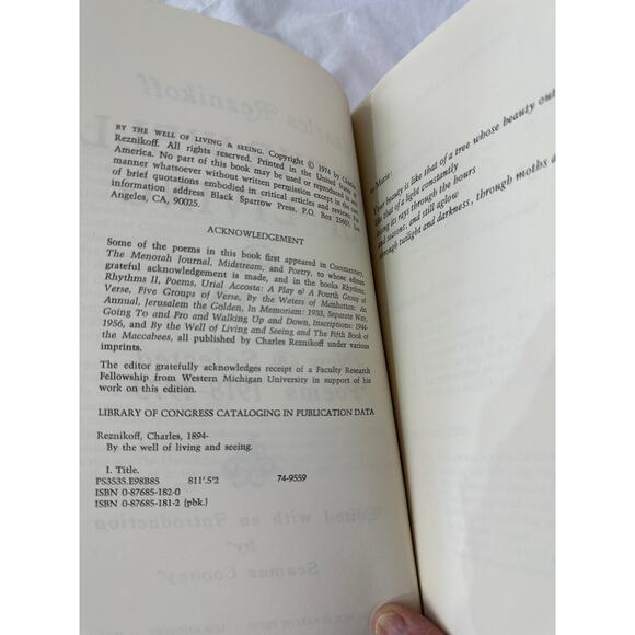 By the Well of Living & Seeing Charles Reznikoff New & Selected Poems 1918-1973 - Picture 5 of 7